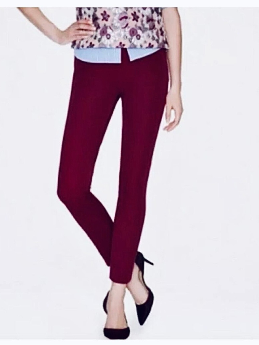 J. Crew Minnie Wool Blend Ankle Pants in Burgundy